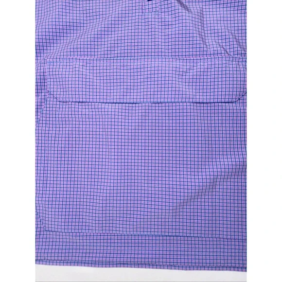 Mizzen Main Leeward 1/4 Zip Pullover Mens S Blue Pink Check Zip Pocket Mock Neck - Picture 3 of 13
